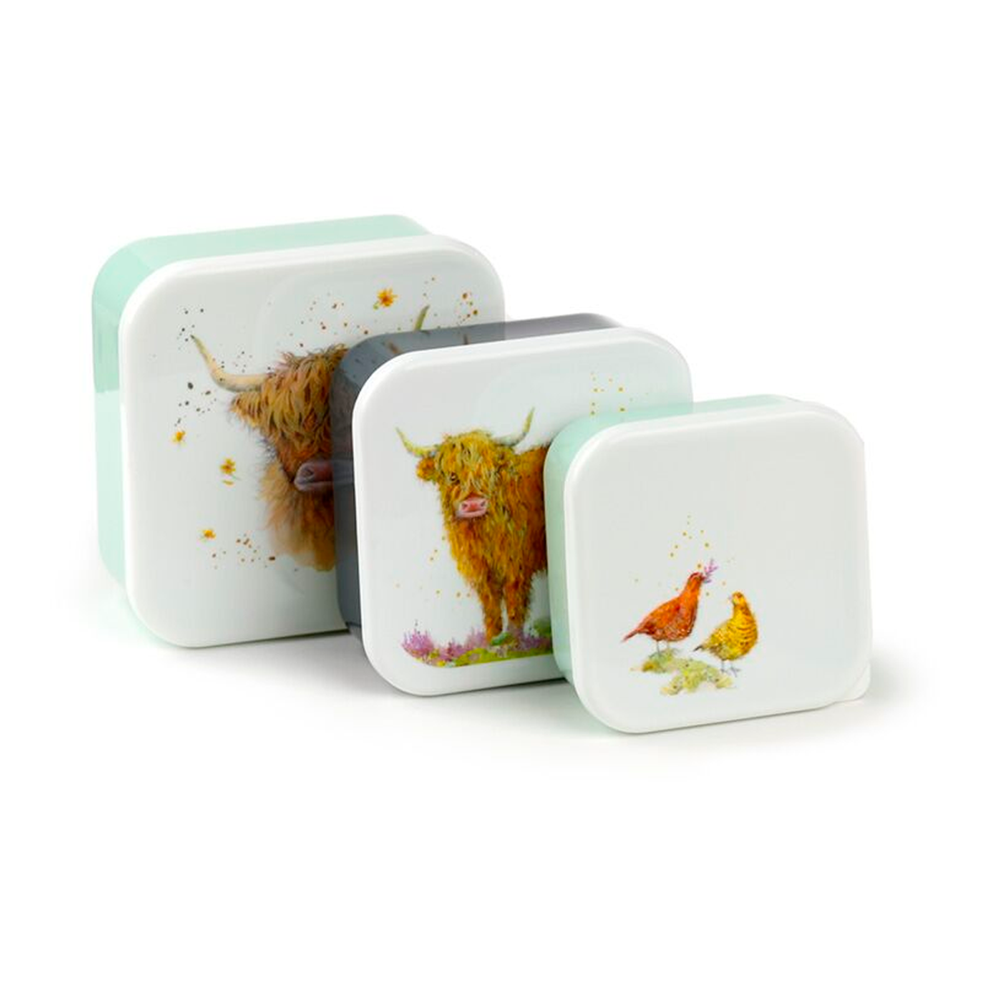 Set of 3 Lunch Box M/L/XL Jan Pashley Highland Coo Cow